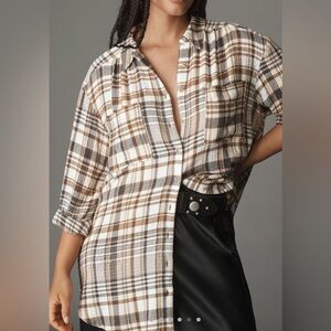 Anthropologie The Hadley Relaxed Plaid Buttondown Shirt by Pilcro